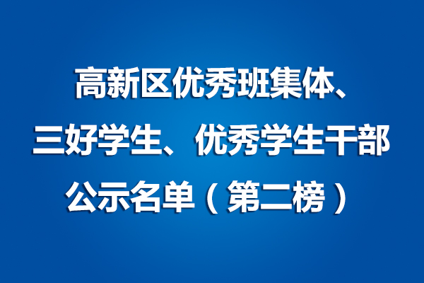 美視師一學(xué)校IB—PYP 高新區(qū)優(yōu)秀班集體、三好學(xué)生、優(yōu)秀學(xué)生干部 公示名單（第二榜）