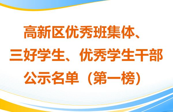 高新區(qū)優(yōu)秀班集體、三好學生、優(yōu)秀學生干部 公示名單（第一榜）