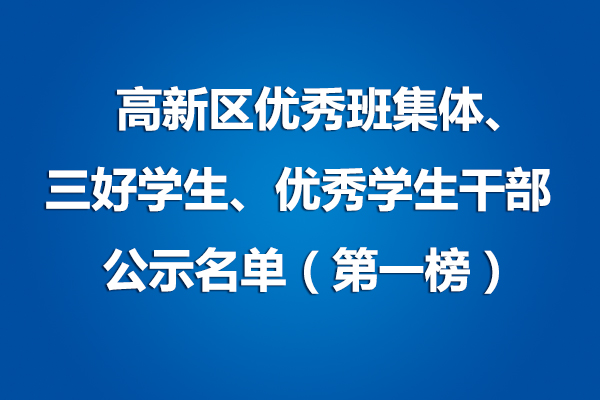 美視師一學(xué)校IB—PYP 高新區(qū)優(yōu)秀班集體、三好學(xué)生、優(yōu)秀學(xué)生干部 公示名單（第一榜）